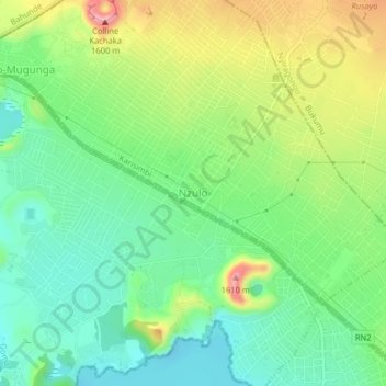 Nzulo topographic map, elevation, terrain