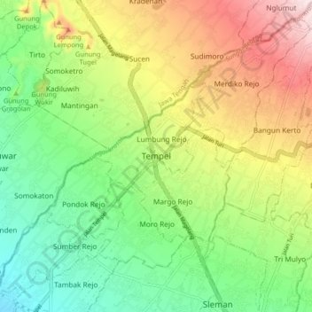 Tempel topographic map, elevation, terrain