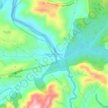 Vallakkadavu topographic map, elevation, terrain