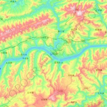 Yunyang topographic map, elevation, terrain