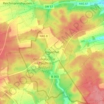 Kreuzthal topographic map, elevation, terrain
