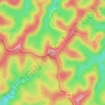 Mount Simpson topographic map, elevation, terrain