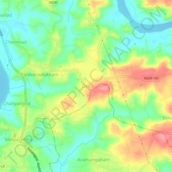 Deli topographic map, elevation, terrain