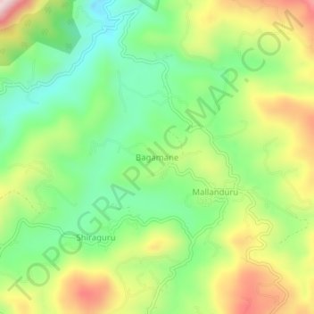 Bagamane topographic map, elevation, terrain