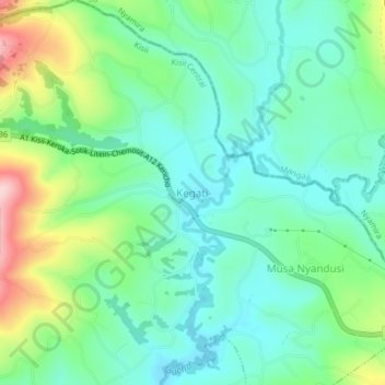 Kegati topographic map, elevation, terrain