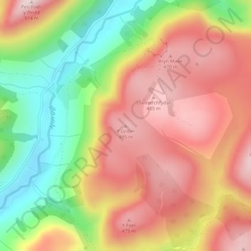 Gwynedd topographic map, elevation, terrain