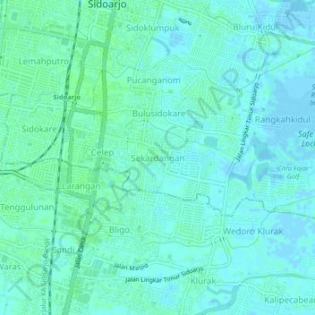 Sekardangan topographic map, elevation, terrain