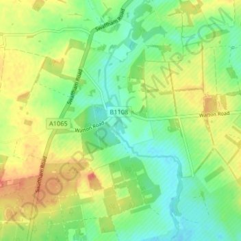 Bodney topographic map, elevation, terrain