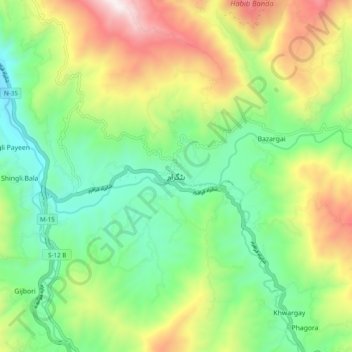 Battagram topographic map, elevation, terrain