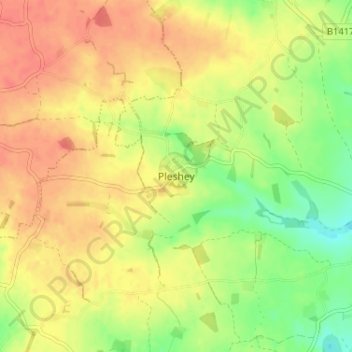 Pleshey topographic map, elevation, terrain