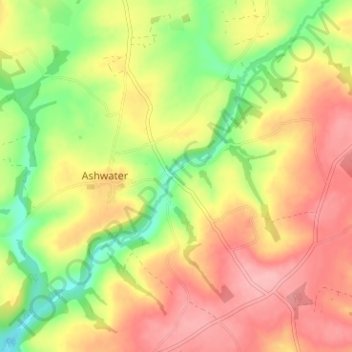 Ashmill topographic map, elevation, terrain