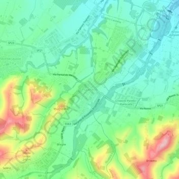 Puianello topographic map, elevation, terrain