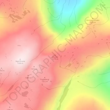 Skaret topographic map, elevation, terrain