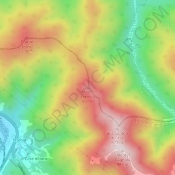 Monte Eremita topographic map, elevation, terrain