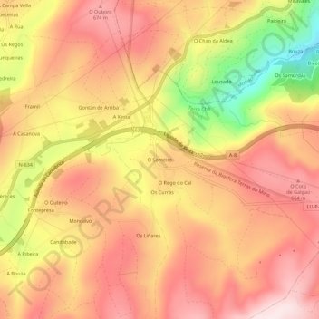 O Someiro topographic map, elevation, terrain
