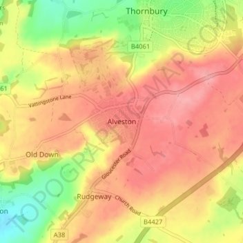 Alveston topographic map, elevation, terrain