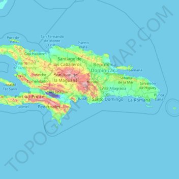 San José de Ocoa topographic map, elevation, terrain