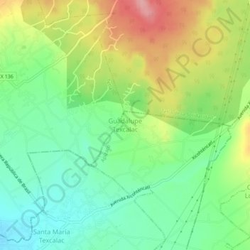 Guadalupe Texcalac topographic map, elevation, terrain