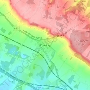 Charing topographic map, elevation, terrain