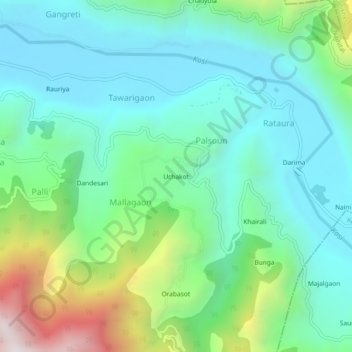 Uchakot topographic map, elevation, terrain