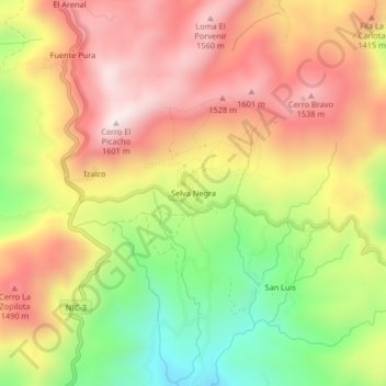 Selva Negra topographic map, elevation, terrain