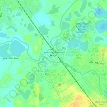 Kampung Tanjung Rengas topographic map, elevation, terrain