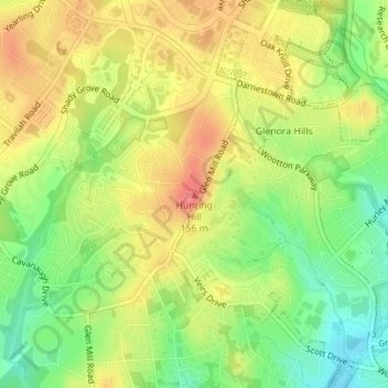 Hunting Hill topographic map, elevation, terrain
