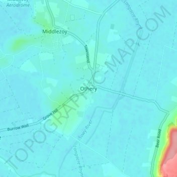 Othery topographic map, elevation, terrain