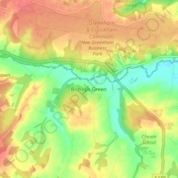 Bishops Green topographic map, elevation, terrain