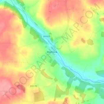 Methlick topographic map, elevation, terrain