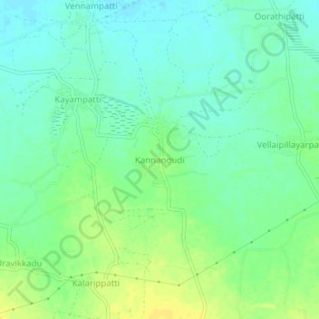 Kannangudi topographic map, elevation, terrain