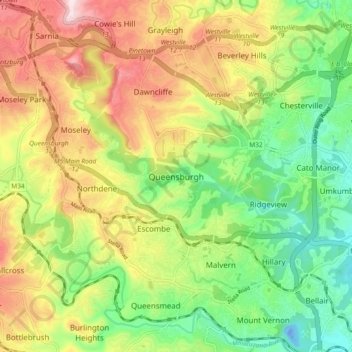 Queensburgh topographic map, elevation, terrain