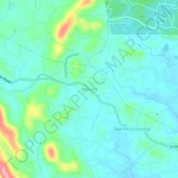 Mokeri topographic map, elevation, terrain