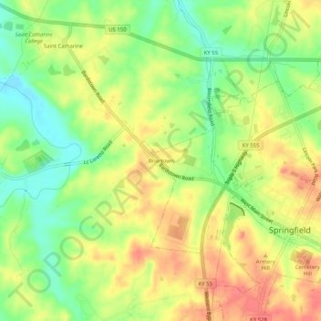 Briartown topographic map, elevation, terrain