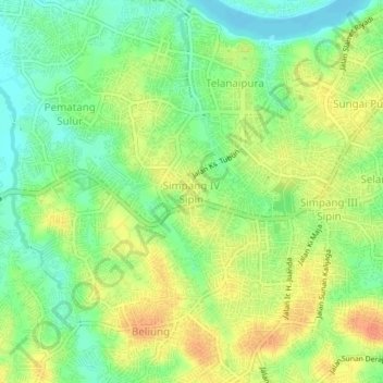 Simpang IV Sipin topographic map, elevation, terrain