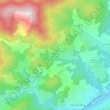 Hameau de Romanieux topographic map, elevation, terrain