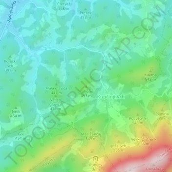 Pohorje topographic map, elevation, terrain