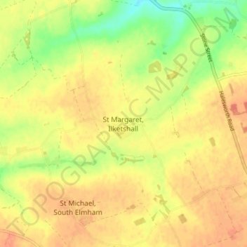 St Margaret, Ilketshall topographic map, elevation, terrain