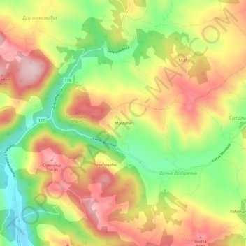Маслаћи topographic map, elevation, terrain