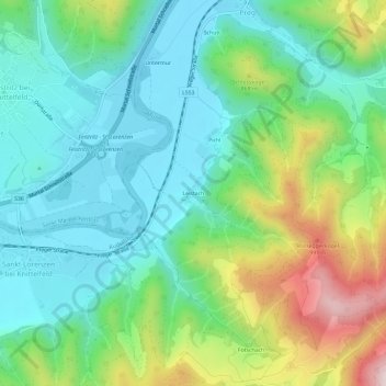 Leistach topographic map, elevation, terrain