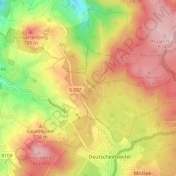 Bad Einsiedel topographic map, elevation, terrain