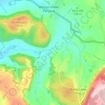 Hartshill topographic map, elevation, terrain