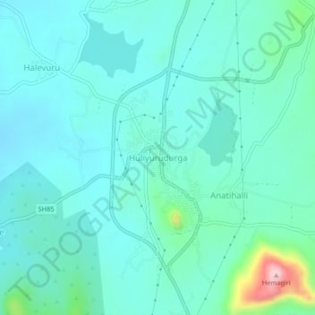 Huliyurudurga topographic map, elevation, terrain
