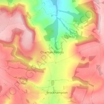 Charlton Abbots topographic map, elevation, terrain