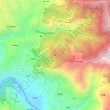 jubal topographic map, elevation, terrain