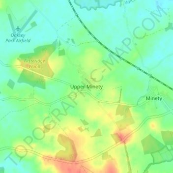 Upper Minety topographic map, elevation, terrain