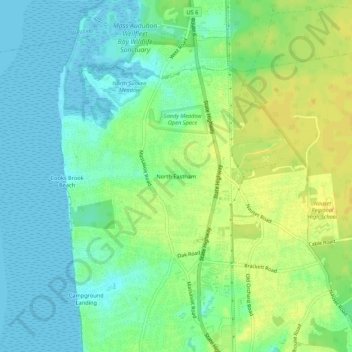 North Eastham topographic map, elevation, terrain