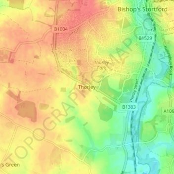 Thorley topographic map, elevation, terrain