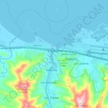 El Palito topographic map, elevation, terrain