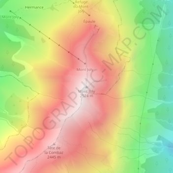 Mont Joly topographic map, elevation, terrain